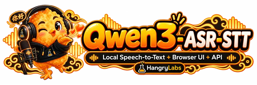 Qwen3-ASR-STT, local speech-to-text, browser UI, and API